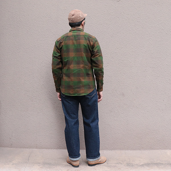 BALDYGUS MECHANIC SHIRT / ORIGINAL COTTON FLANNEL CHECK / BOTTLE GREEN × KHAKI BROWN × DARK OLIVE DRAB