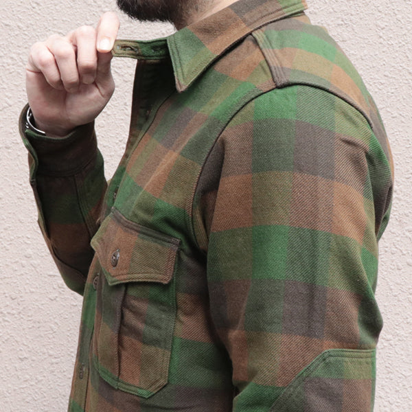 BALDYGUS MECHANIC SHIRT / ORIGINAL COTTON FLANNEL CHECK / BOTTLE GREEN × KHAKI BROWN × DARK OLIVE DRAB