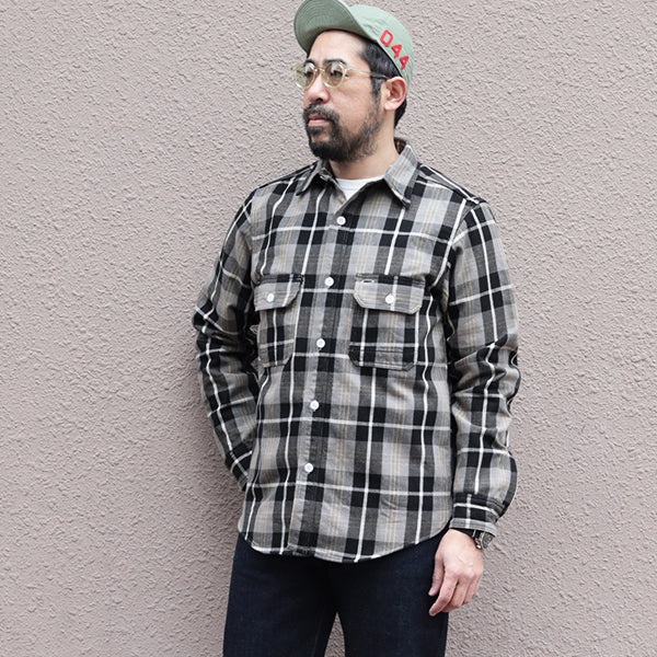 EDDY WORK SHIRT / NICKEL GRAY × DARK JET BLACK × CREAM × EGG YELLOW