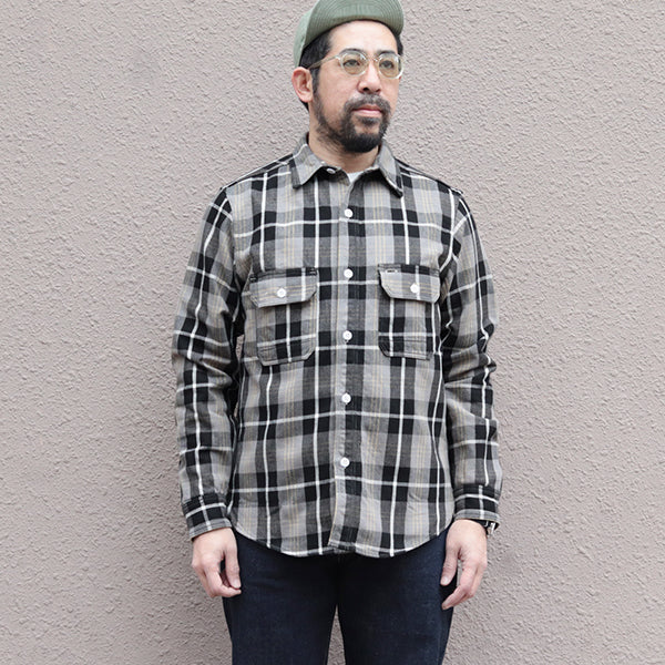 EDDY WORK SHIRT / NICKEL GRAY × DARK JET BLACK × CREAM × EGG YELLOW