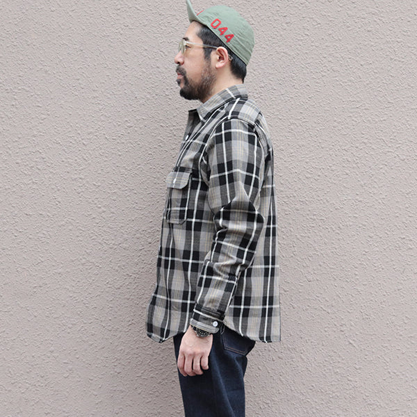 EDDY WORK SHIRT / NICKEL GRAY × DARK JET BLACK × CREAM × EGG YELLOW