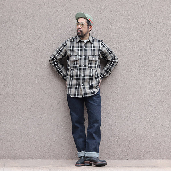 EDDY WORK SHIRT / NICKEL GRAY × DARK JET BLACK × CREAM × EGG YELLOW