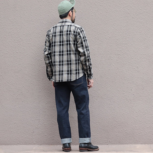 EDDY WORK SHIRT / NICKEL GRAY × DARK JET BLACK × CREAM × EGG YELLOW