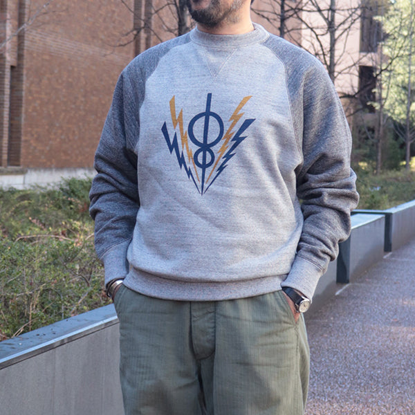 FREEDOM SLEEVE DOUBLE V SWEAT SHIRT <br>HARPER HOT IRONS V8 / SPECIAL HEAVY WEIGHT FLEECE / MIX GRAY × GRAINED CHARCOAL GRAY