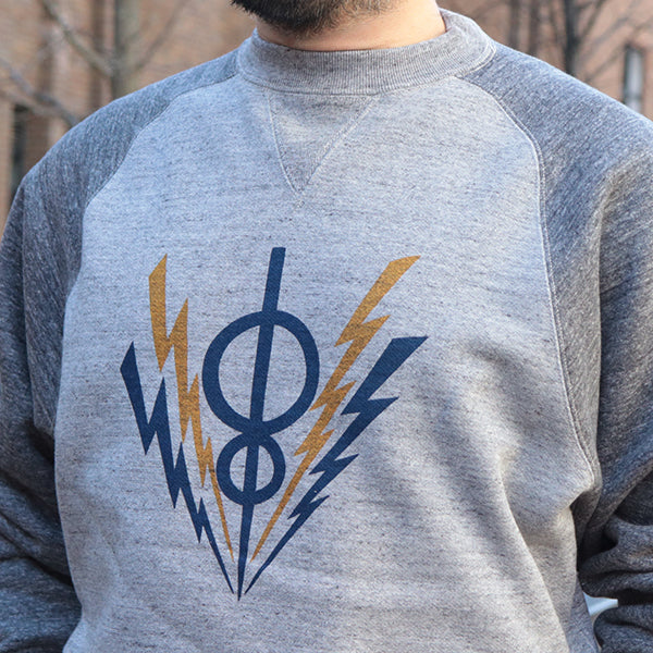 FREEDOM SLEEVE DOUBLE V SWEAT SHIRT <br>HARPER HOT IRONS V8 / SPECIAL HEAVY WEIGHT FLEECE / MIX GRAY × GRAINED CHARCOAL GRAY