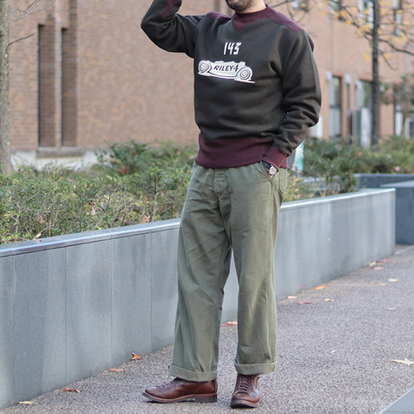 ATHLETIC SWEAT SHIRT / BIRNER LAKES MODIFIED / DARK OLIVE DRAB × OLD BROWN