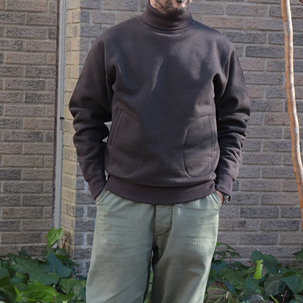 TURTLE NECK SWEAT SHIRT / SPECIAL HEAVY WEIGHT FLEECE / JET BLACK × CHARCOAL BLACK
