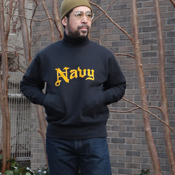 TURTLE NECK SWEAT SHIRT / U.S. NAVY BNY DRYDOCK #4 / SPECIAL HEAVY WEIGHT FLEECE / JET NAVY