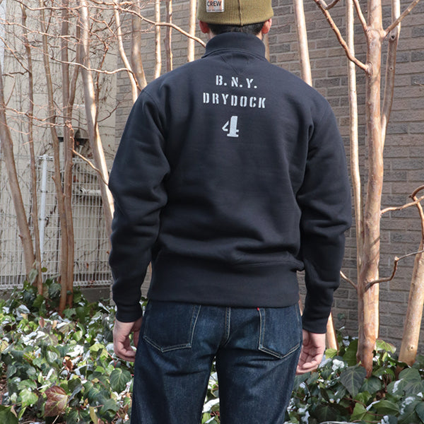 TURTLE NECK SWEAT SHIRT / U.S. NAVY BNY DRYDOCK #4 / SPECIAL HEAVY WEIGHT FLEECE / JET NAVY