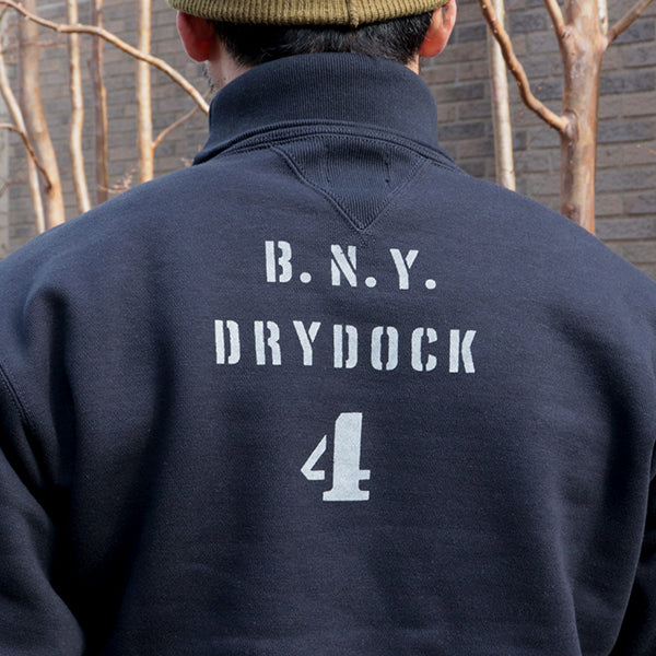 TURTLE NECK SWEAT SHIRT / U.S. NAVY BNY DRYDOCK #4 / SPECIAL HEAVY WEIGHT FLEECE / JET NAVY