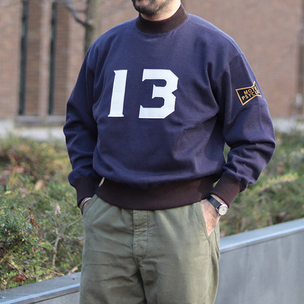 DOUBLE FACE SWEAT SHIRT #13 / COTTON × RAYON JERSEY / FADE NAVY × JET BLACK × STRAW