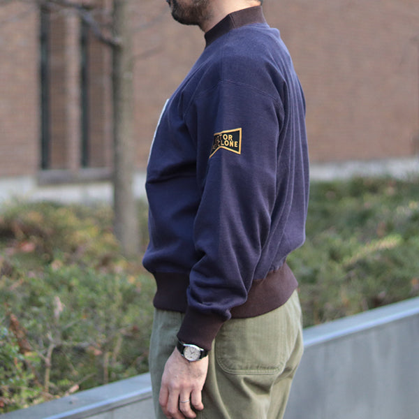 DOUBLE FACE SWEAT SHIRT #13 / COTTON × RAYON JERSEY / FADE NAVY × JET BLACK × STRAW