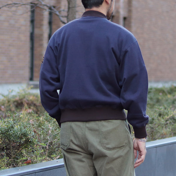 DOUBLE FACE SWEAT SHIRT #13 / COTTON × RAYON JERSEY / FADE NAVY × JET BLACK × STRAW