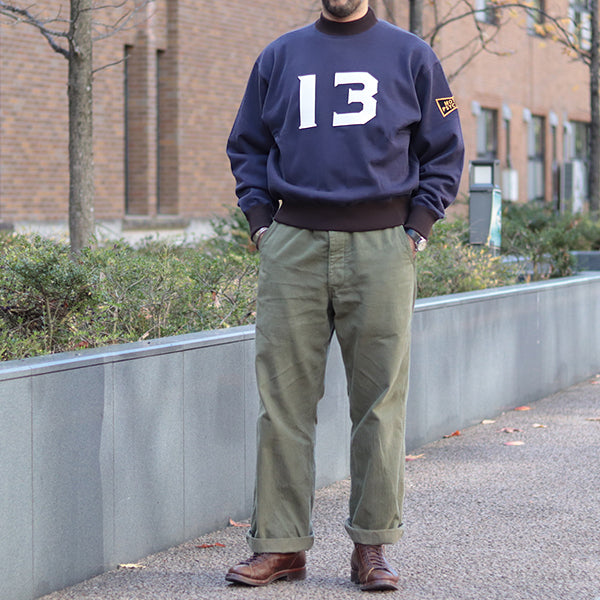 DOUBLE FACE SWEAT SHIRT #13 / COTTON × RAYON JERSEY / FADE NAVY × JET BLACK × STRAW