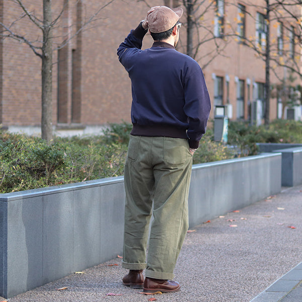 DOUBLE FACE SWEAT SHIRT #13 / COTTON × RAYON JERSEY / FADE NAVY × JET BLACK × STRAW