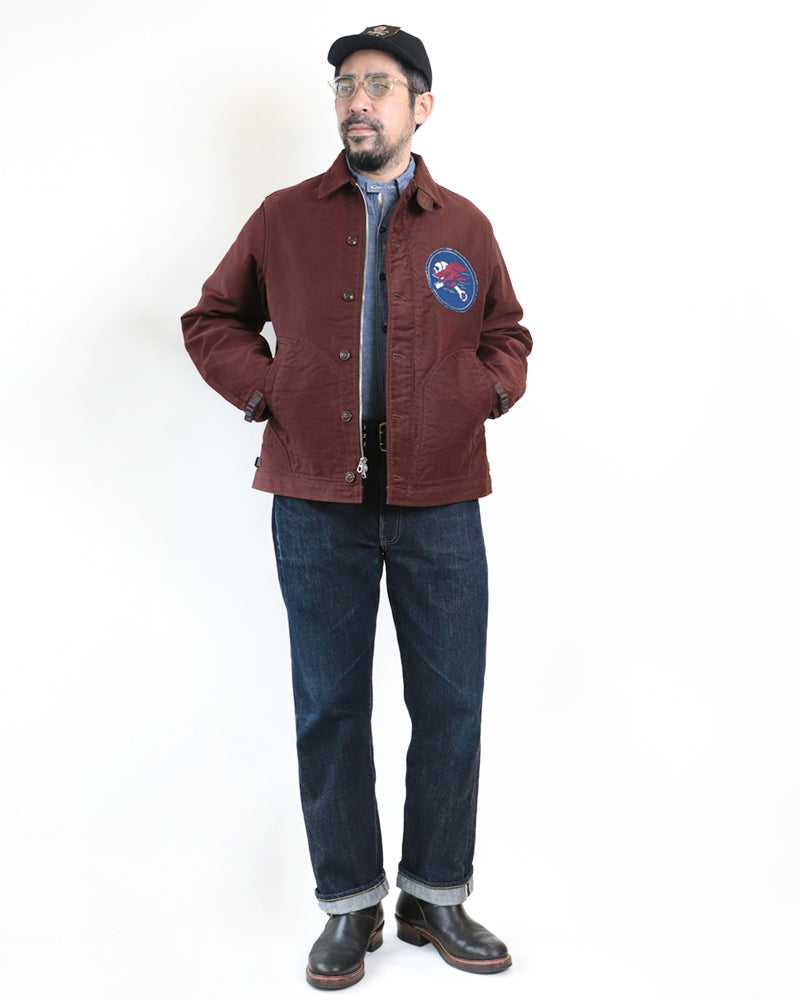 DECK WORKER JACKET/ HOP HEADS CUSTOM MODEL / DARK RED BROWN