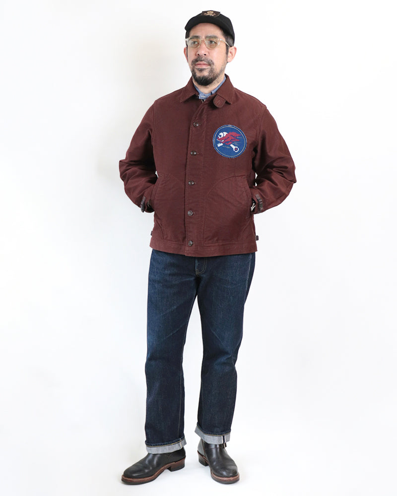 DECK WORKER JACKET/ HOP HEADS CUSTOM MODEL / DARK RED BROWN