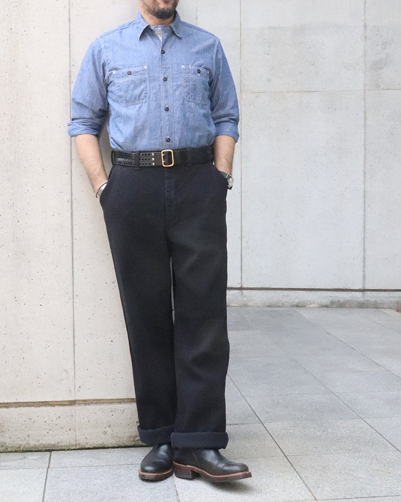 BLACK ROGUE TROUSERS / YARN-DYED PIQUE / RUDE BLACK