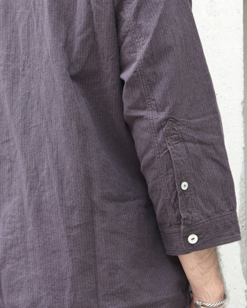 THE SKIPPER / THREE-QUATER SLEEVE SHIRT / COTTON × LINEN YARN-DYED CANVAS STRIPE