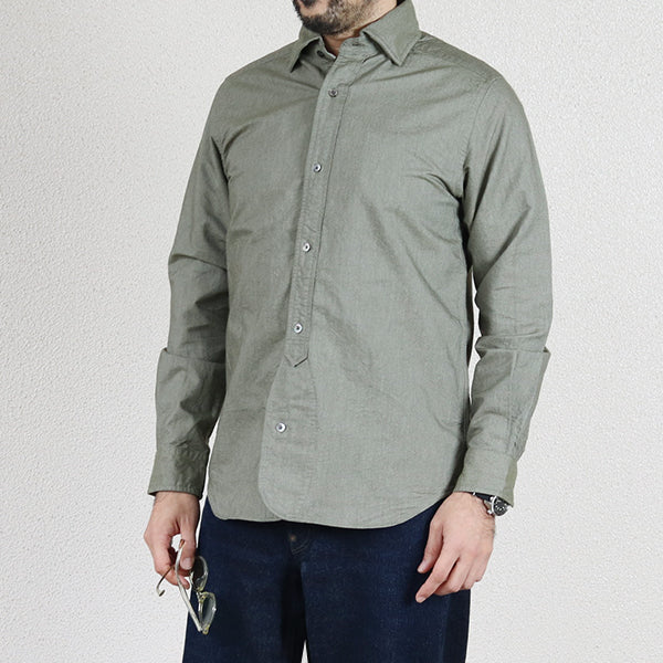 【ビッグサイズ】NIGEL CABOURN 【BRITISH OFFICERS SHIRT】52  ナイジェルケーボン  シャツ  s2605110 BRITISH OFFICERS SHIRT / DARK GREEN — SPEEDWAY