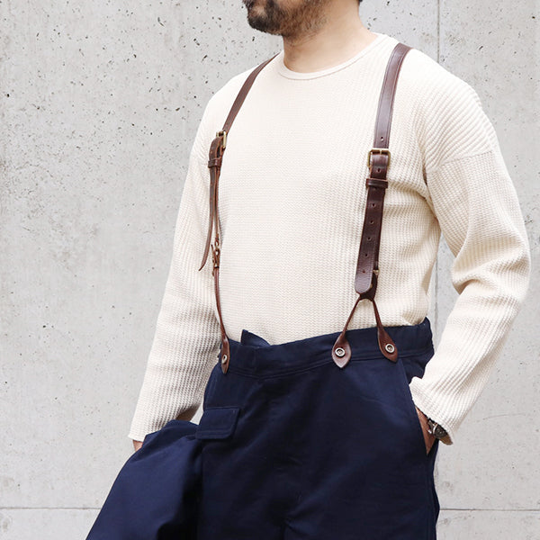 【PRE-ORDER】 , NIGEL CABOURN , LEATHER SUSPENDER PEAT LABEL , 2 COLORS ,  MAIN LINE