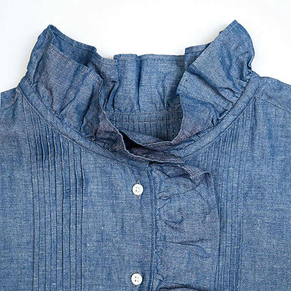 GATHER COLLAR BLOUSE /  COTTON LINEN