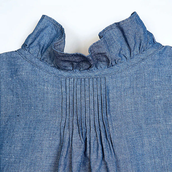 GATHER COLLAR BLOUSE /  COTTON LINEN