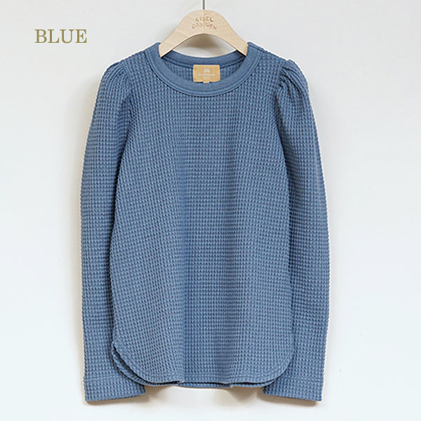 GATHER SLEEVE HEAVY WAFFLE PULLOVER