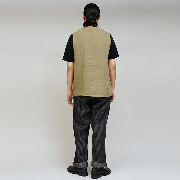 FRENCH WORK VEST LINEN PIN OX