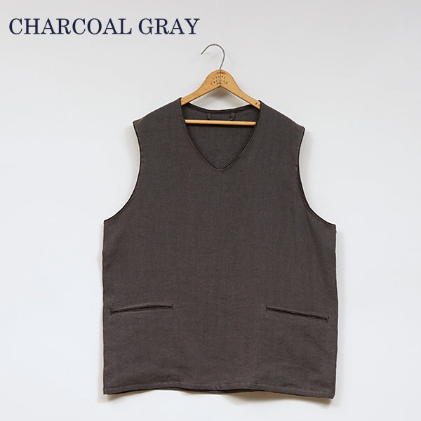 FRENCH WORK VEST LINEN PIN OX