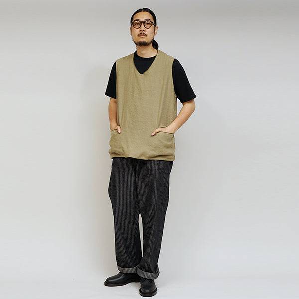 FRENCH WORK VEST LINEN PIN OX