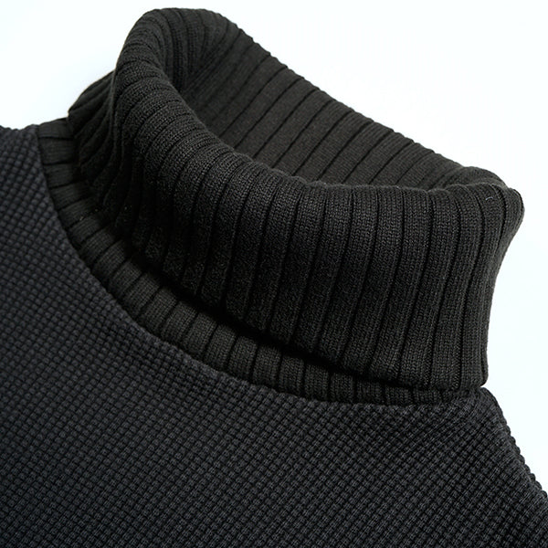TURTLENECK SHIRT WAFFLE / BLACK