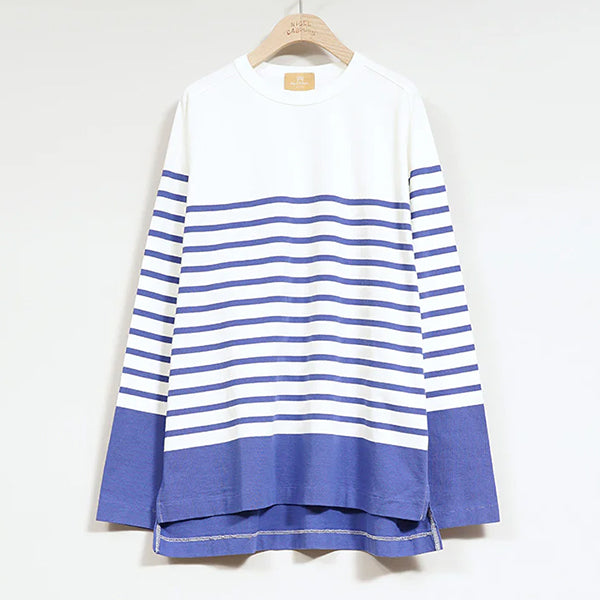 5.6oz LONG SLEEVE BORDER / WHITE