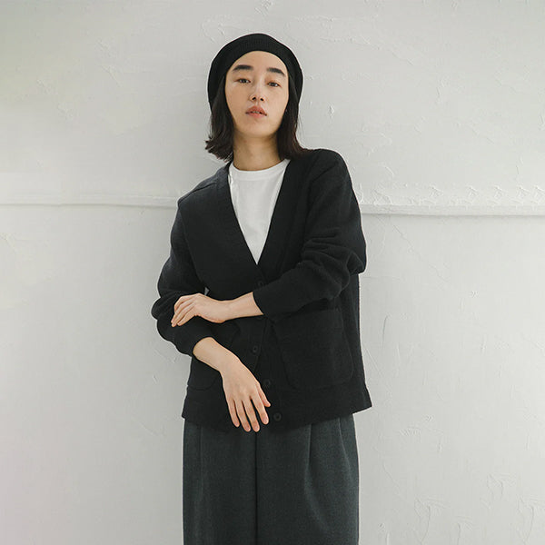 ARMY JERSEY MIX CARDIGAN / BLACK