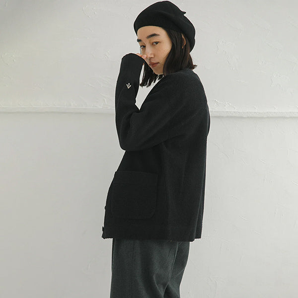 ARMY JERSEY MIX CARDIGAN / BLACK
