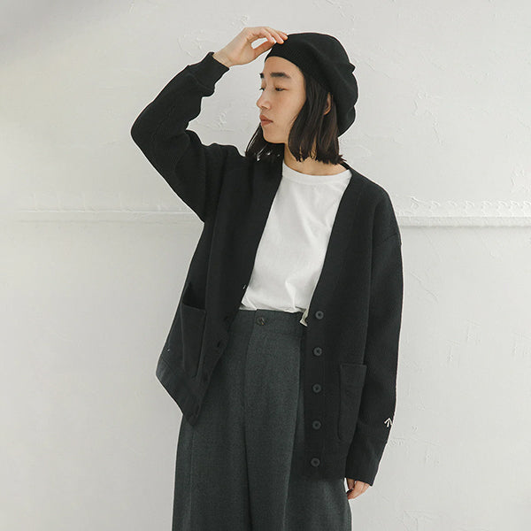 ARMY JERSEY MIX CARDIGAN / BLACK
