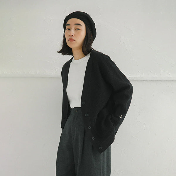 ARMY JERSEY MIX CARDIGAN / BLACK