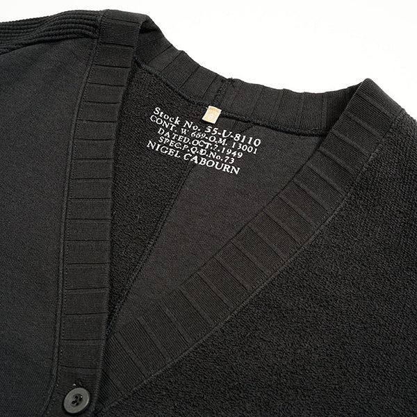 ARMY JERSEY MIX CARDIGAN / BLACK