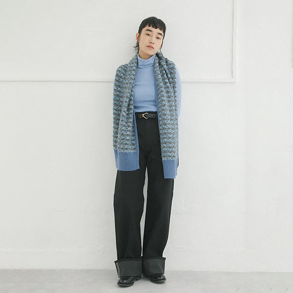 KNIT STOLE FANCY TWEED
