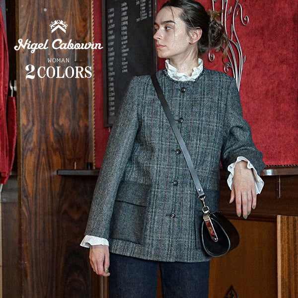 COLLARLESS JACKET BRITISH TWEED