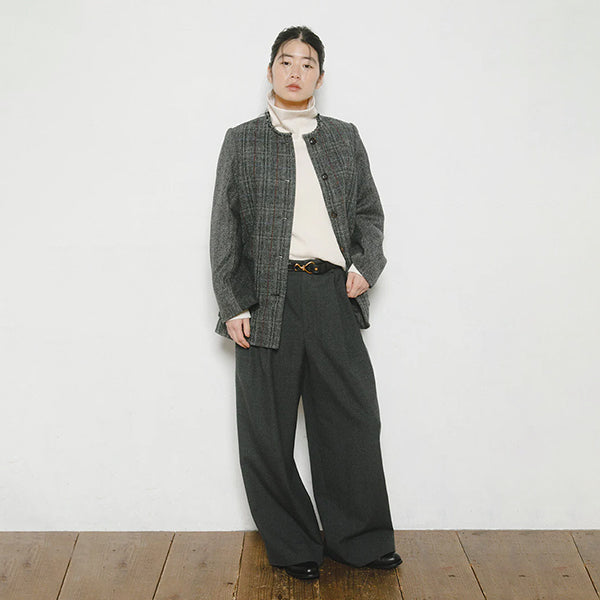 COLLARLESS JACKET BRITISH TWEED