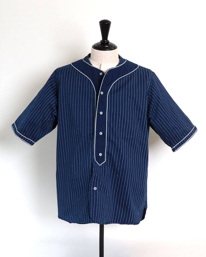 BASEBALL SHIRT SHORT SLEEVE COTTON WABASH / INDIGO
