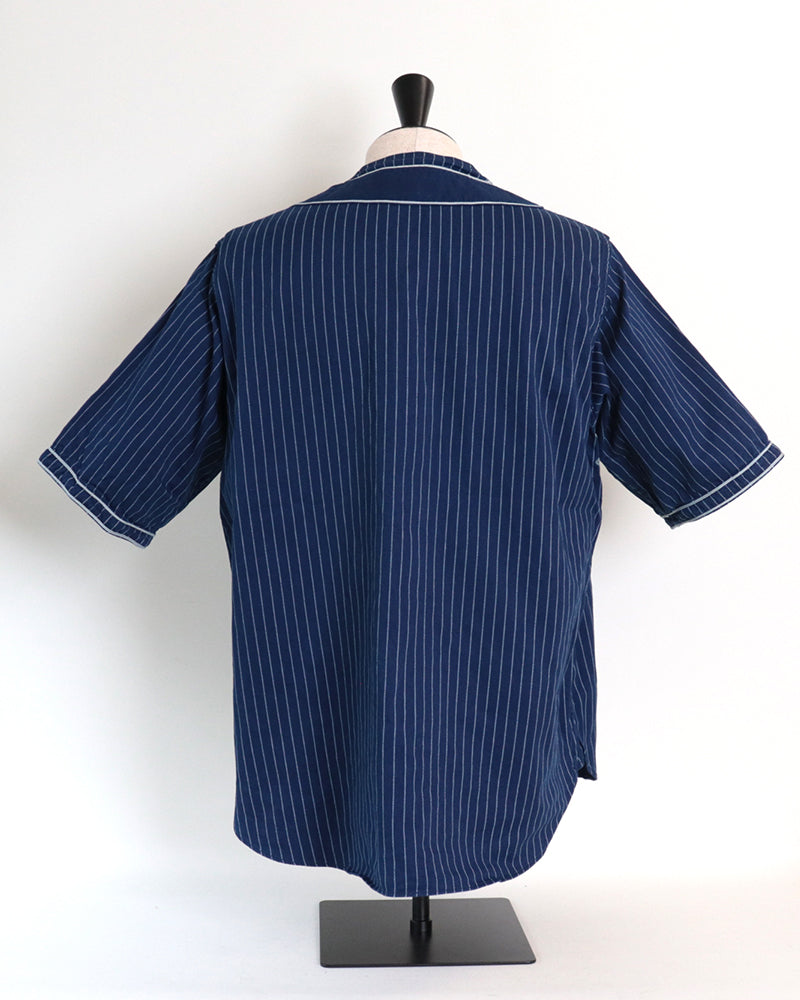 BASEBALL SHIRT SHORT SLEEVE COTTON WABASH / INDIGO