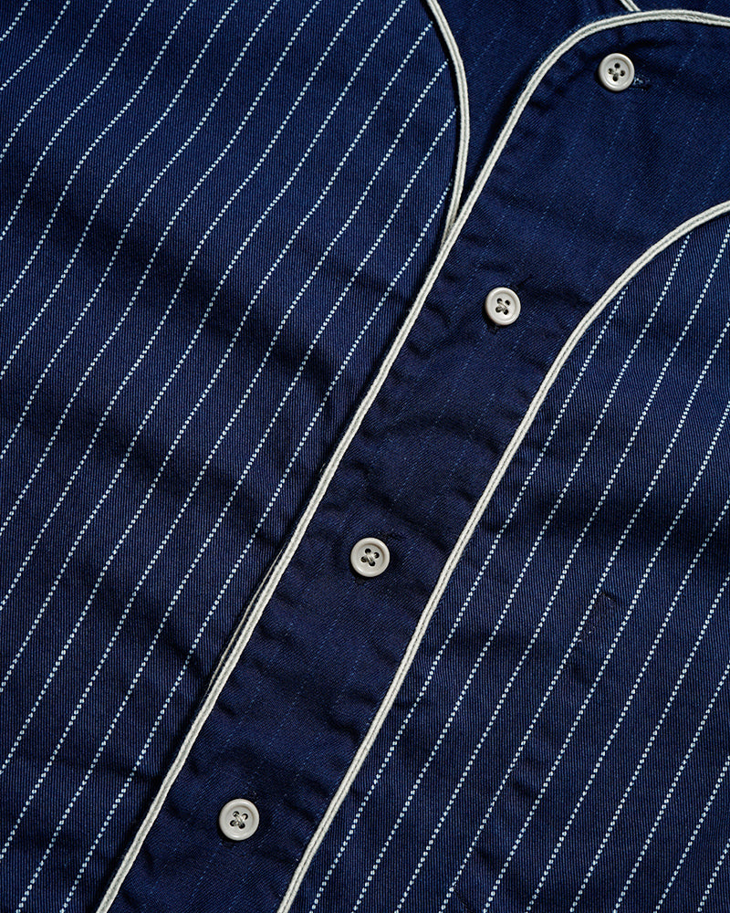 BASEBALL SHIRT SHORT SLEEVE COTTON WABASH / INDIGO