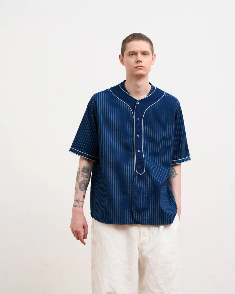 BASEBALL SHIRT SHORT SLEEVE COTTON WABASH / INDIGO