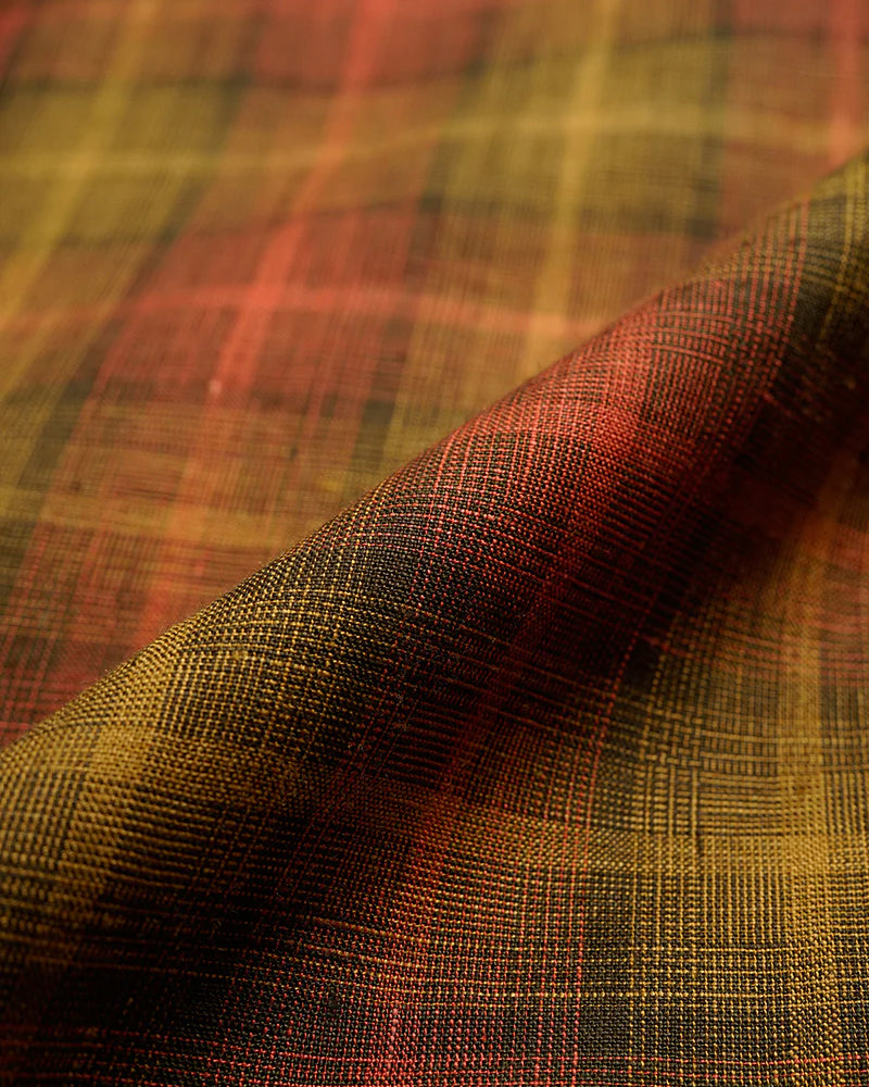 OPEN COLLAR SHIRT HEMP CHECK