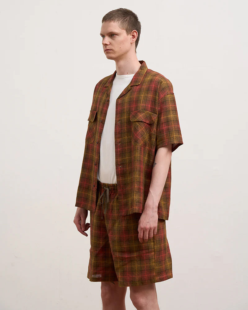OPEN COLLAR SHIRT HEMP CHECK