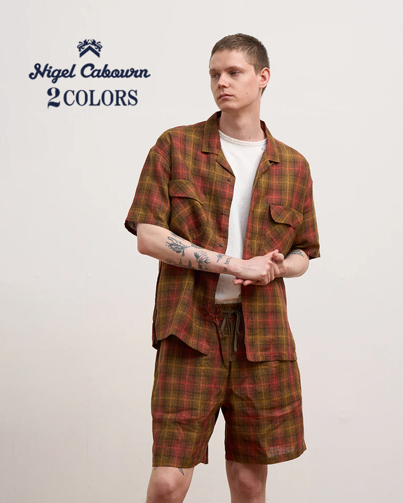 OPEN COLLAR SHIRT HEMP CHECK