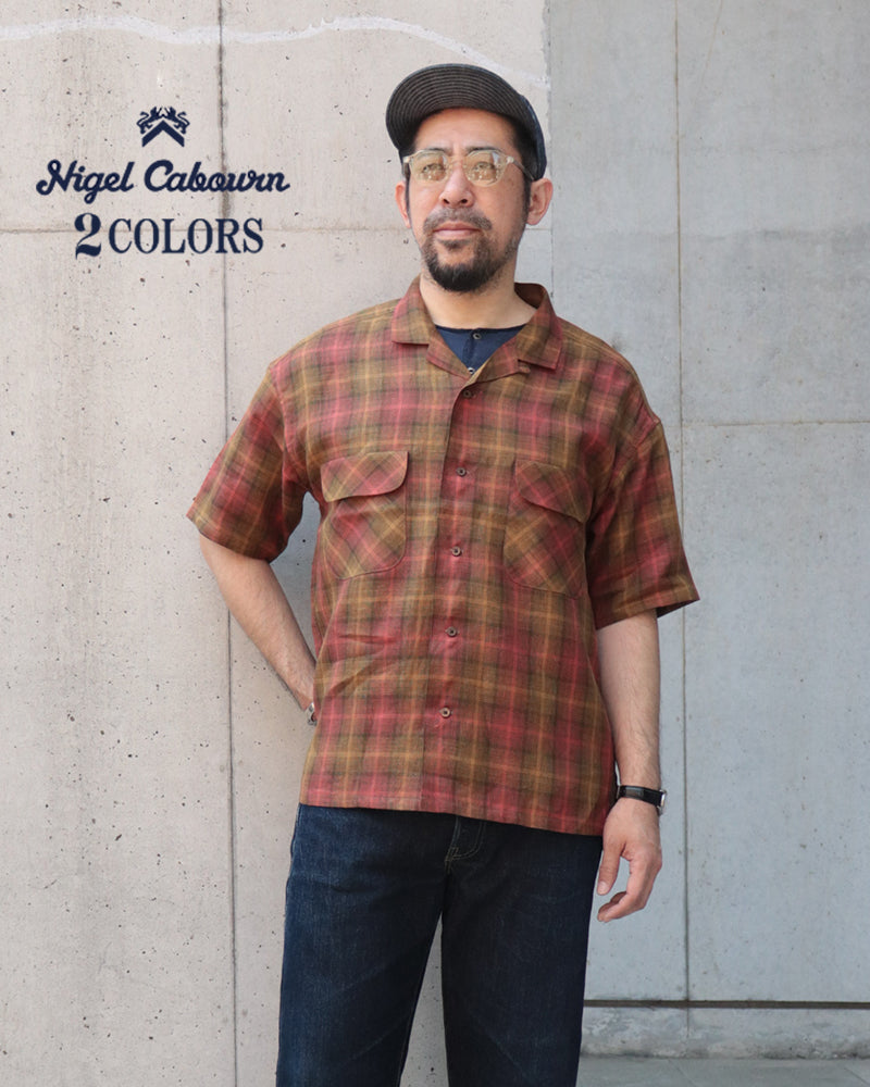 OPEN COLLAR SHIRT HEMP CHECK