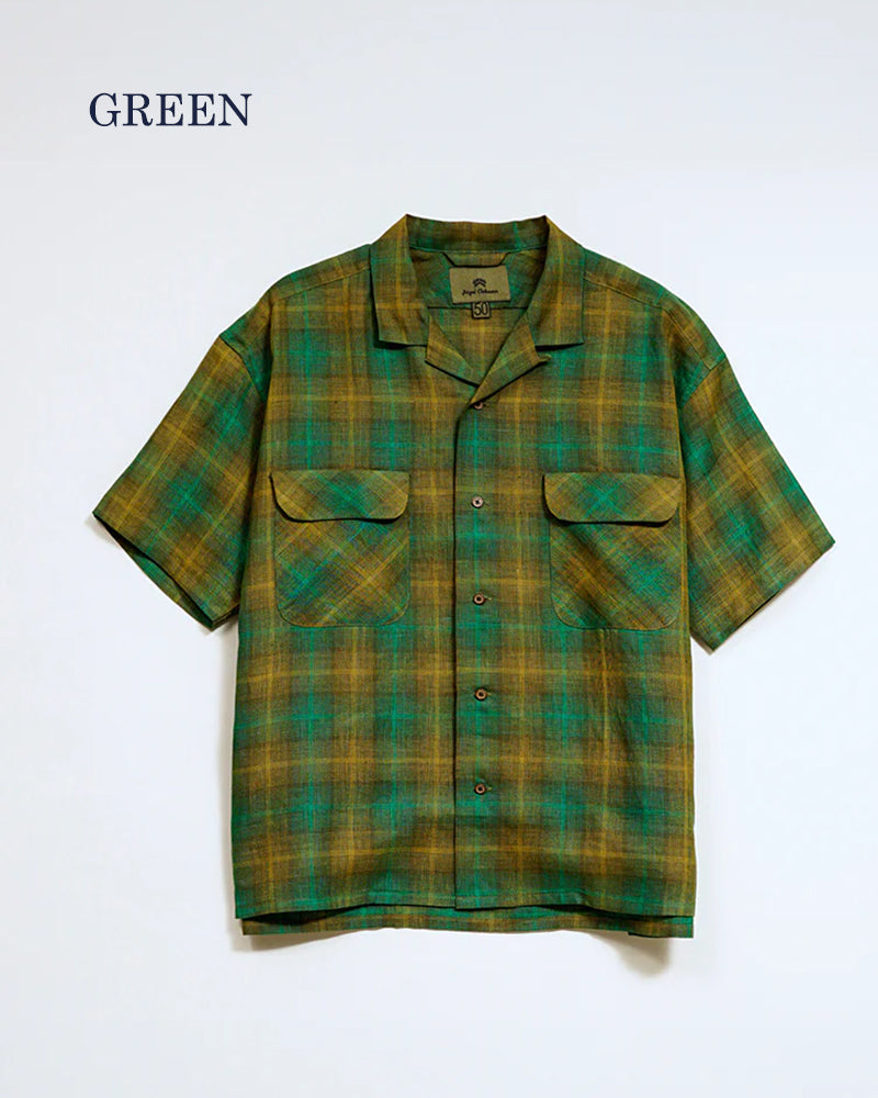 OPEN COLLAR SHIRT HEMP CHECK